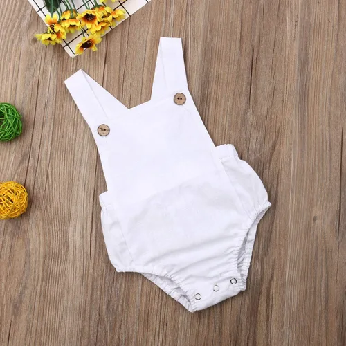 Miniatura 7 de Mubineo Overol básico liso para bebé, recién nacido, de lino, pantalones cortos