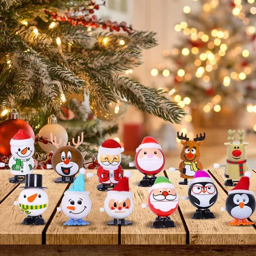 Miniatura 6 de Max Fun Surtido de 12 juguetes navideños para rellenar bolsas de regalos de fiesta de Navidad (juguetes de cuerda navideña)