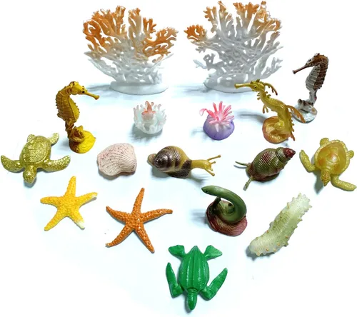 Miniatura 4 de Paquete de 50 mini figuras de vinilo de plástico de animales marinos del océano, figuras realistas bajo el mar, regalo de baño para niños
