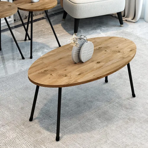 Miniatura 4 de Juego de mesa de sala de estar de 4 piezas, 1 mesa auxiliar y 3 mesas anidables, montaje sin herramientas