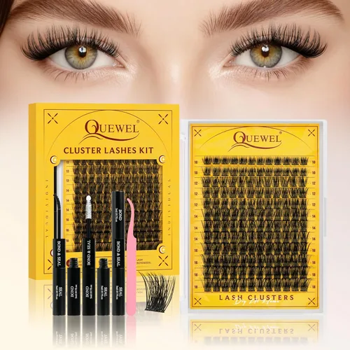 Miniatura 71 de QUEWEL Kit de extensión de pestañas DIY, racimos de pestañas 3D con 280 piezas, racimos de pestañas mixtas de 10-16 mm (30+40+50D), pinzas