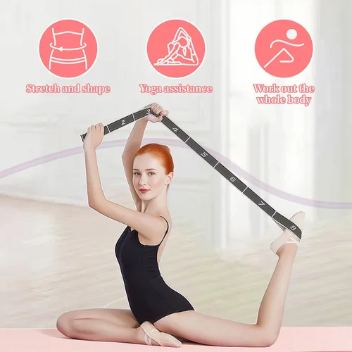 Miniatura 3 de UncleS Banda Elástica de Tensión para Ejercicios, Cuerda de tracción, Cuerda de Estiramiento de 8 Segmentos, Banda de Estiramiento para Pilates, Rojo