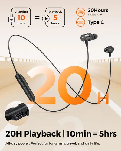 Miniatura 3 de Truefree Auriculares inalámbricos, HD-100 Bluetooth 6.0 Sport Earphones, Auriculares inalámbricos magnéticos, Audio espacial del controlador