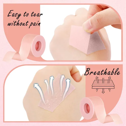 Miniatura 6 de Nuanchu 4 rollos de cinta de pestañas para extensiones de pestañas, transpirable, para extensiones de pestañas microporosas, 0.98 pulgadas x 3.9
