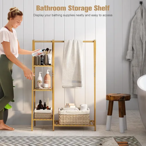 Miniatura 3 de Perchero pequeño de bambú, perchero de ropa para niños, mini perchero de madera con estantes, percheros cortos para disfraces para colgar paños