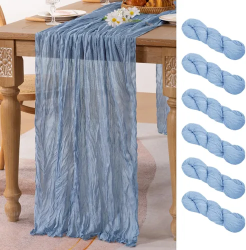 Miniatura 75 de MLMC Camino de mesa azul claro, camino de mesa de estopilla color bebé azul, 10 pies, decoración para baby shower, rústico, gasa, estopilla, centro