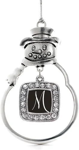 Miniatura 102 de Inspired Silver - Adorno de rodillo de reina - Adorno cuadrado de plata con muñeco de nieve con joyas de circonita cúbica