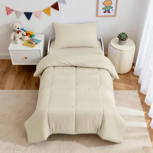 Miniatura 12 de ZPECC Juego de Ropa de Cama para Niños Pequeños - Juego de Ropa de Cama Hipoalergénica para Cuna de Bebé de 4 Piezas para Niños y Niñas, Incluye