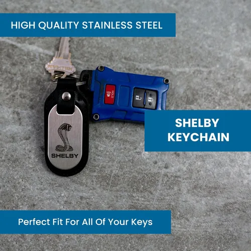 Miniatura 4 de Shelby Cobra Snake - Llavero FOB de acero inoxidable con licencia oficial Shelby®, hecho de acero inoxidable (llavero) y piel auténtica, fabricado