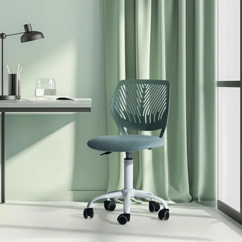 FurnitureR Silla de escritorio para adolescentes, niños y niñas, silla de tareas con malla transpirable y polipropileno con respaldo medio, altura