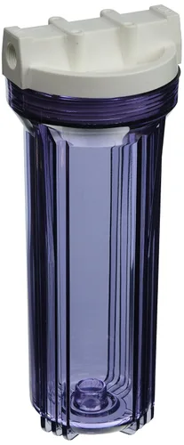 Hydronix HF3-10CLWH38, vivienda transparente de 10" con casquillo blanco de la costilla para los sistemas del RO y de la filtración, puertos de 3/8"