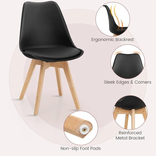 Miniatura 5 de Tangkula Juego de mesa de comedor redonda para 4, juego de mesa de cocina con asiento acolchado y patas de madera maciza, mesa de cocina redonda