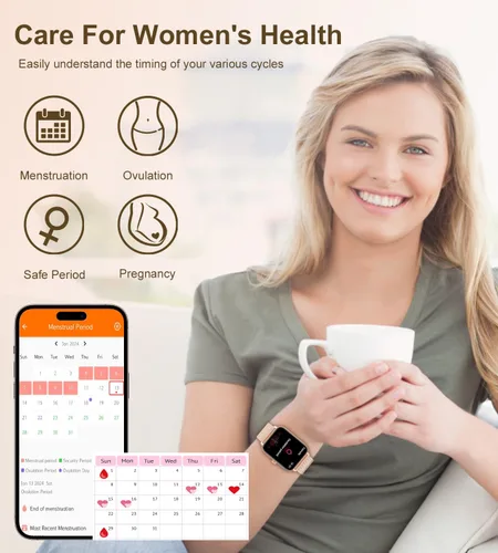 Miniatura 7 de Reloj inteligente para mujer con respuesta de llamadas Bluetooth, reloj de fitness con esfera de 1.85 pulgadas con monitor de sueño de frecuencia