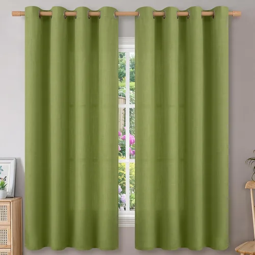 Miniatura 101 de BGment Cortinas de Lino Beige de 63 Pulgadas de Largo 2 Paneles - Tratamientos para Ventanas con Textura de Arpillera Filtrantes de Luz Cortinas