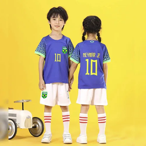 Miniatura 7 de Casmyd Ney'MARR #10 - Camiseta de fútbol de Brasil y pantalones cortos para niños, camiseta de fútbol americano para niños y niñas