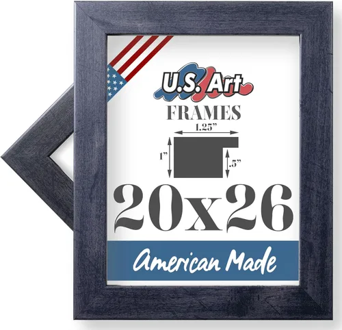 Miniatura 92 de Marco de fotos de 4 x 6 pulgadas, acabado envuelto suave, plano de 1.25 pulgadas de ancho, negro tradicional, MDF compuesto de madera 100% americana