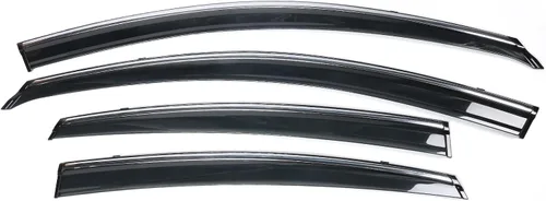 IKON MOTORSPORTS - Visera de ventana compatible con Nissan Altima 2013-2018, policarbonato teñido ahumado y semitransparente con ribete cromado,