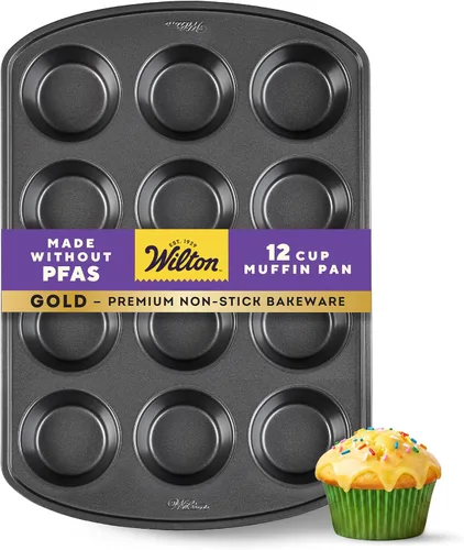 Wilton RESULTADOS PERFECTOS PREMIUM ANTERIOR ANTERIOR HAKEWARE ANTERIOR MAPA DE MAPA Y CUPDAKE, PAN DE 12 TAZAS PARA HORRAR
