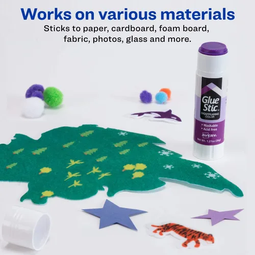 Miniatura 8 de Avery barra de pegamento desaparecible color púrpura, 1.27 oz., lavable, no tóxico, adhesivo permanente, 1 barra de pegamento (00221)