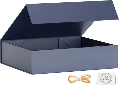 Miniatura 19 de PSHVYM Cajas de regalo con tapas, 11.5 x 7.8 x 3 pulgadas, caja de regalo negra para regalos, cierre magnético para camisetas, guantes, bufandas