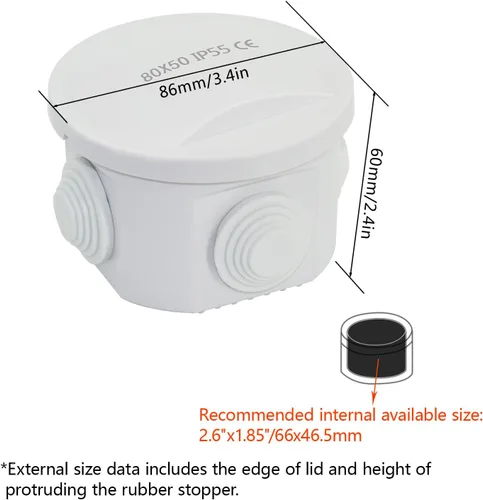 Miniatura 2 de LeMotech - Caja de derivación universal de plástico ABS resistente al polvo, resistente al agua, IP65, color blanco