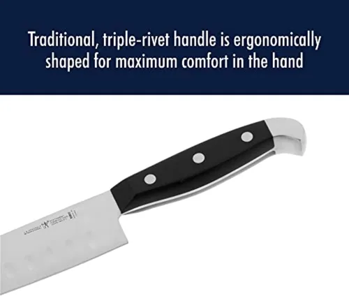 Miniatura 6 de HENCKELS Statement - Cuchillo Santoku de borde hueco afilado de 5 pulgadas, diseño alemán informado por más de 100 años de maestría, negro/acero