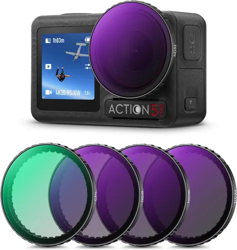 Miniatura 9 de K&F Concept - Kit de filtro ND PL Compatible con DJI Osmo Action 5 Pro/Osmo Action 4, 4 paquetes de filtro CPL ND8 ND16 ND32 de rosca, filtro
