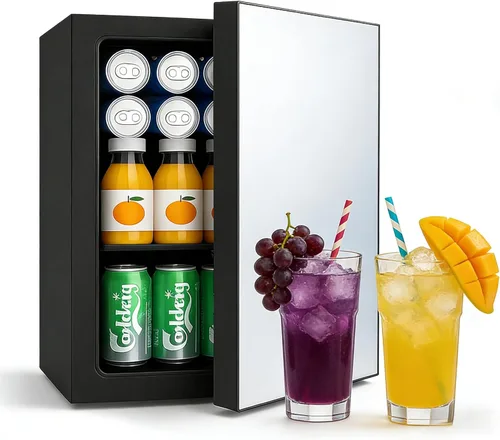 Miniatura 16 de DOGHLY Refrigerador de bebidas, mini refrigerador para 24 latas, puerta sólida para bebidas, refrescos, cerveza o vino, refrigerador pequeño