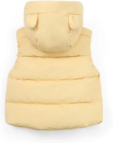 Miniatura 4 de Chaleco de plumón para bebés y niñas, lindo abrigo de algodón con capucha con orejas de oso para invierno, chaleco cálido para niños