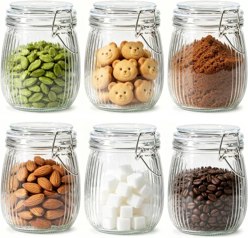 Miniatura 14 de ComSaf Recipientes de vidrio de 71 onzas con tapas herméticas de abrazadera (juego de 3), tarros grandes de fermentación y despensa de 2.1 L