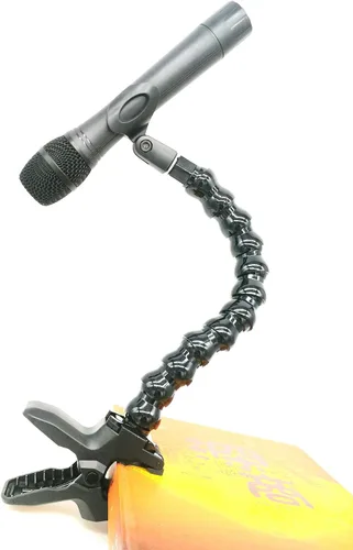 Miniatura 4 de Soporte de abrazadera para micrófono de mesa con soporte de extensión de cuello de cisne de 5/8 pulgadas y 27 hilos para micrófonos, funciona