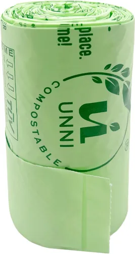 Miniatura 4 de UNNI Bolsas de basura compostables de 3 galones con asas de corbata, 100 bolsas pequeñas de compost de cocina para basura de encimera, certificadas