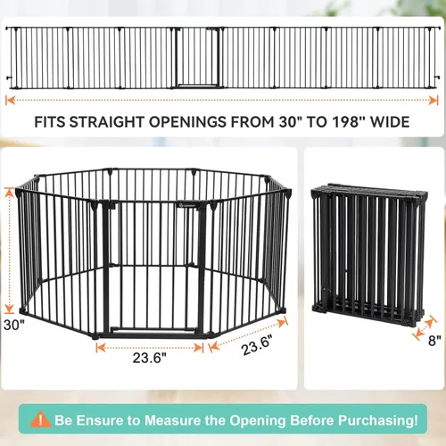 Miniatura 5 de COMOMY Puerta de bebé extra ancha de 198 pulgadas, puerta para perros, puerta para mascotas para escaleras de casa, puertas, chimenea, puerta