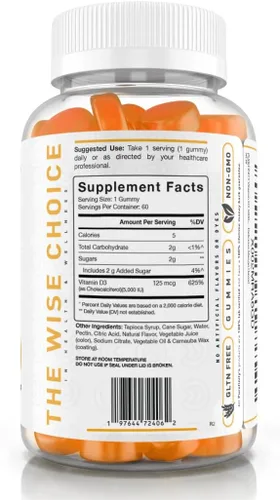 Miniatura 4 de PUREFINITY Gomitas de vitamina D3 de 5000 iu, tu suplemento diario de vitamina D para la salud ósea, la salud inmunológica y el apoyo muscular
