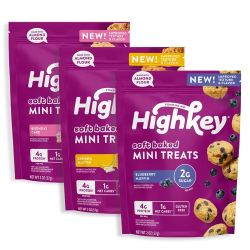 Miniatura 13 de HighKey Muffins de plátano bajos en azúcar, bocadillos keto bajos en carbohidratos de 2 onzas, paquete de 3, mini magdalenas sin gluten con fibra