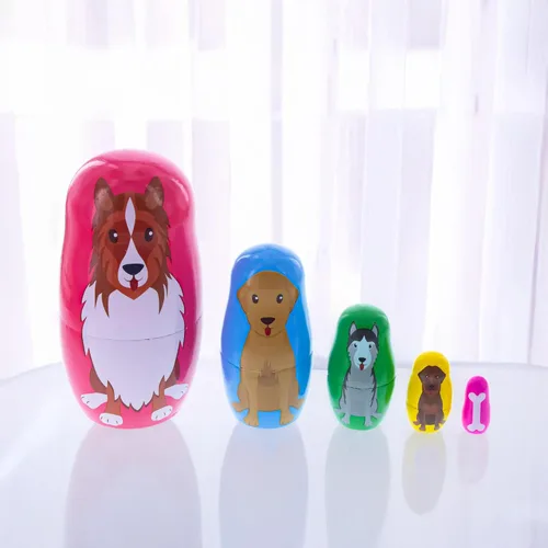 Miniatura 2 de BestPysanky Muñecas anidables de madera para perros de 4.75 pulgadas