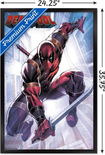 Miniatura 3 de Trends International Marvel Comics Deadpool - Póster de pared de ataque, 22.375 x 34 pulgadas, versión enmarcada en negro Versión con marco negro