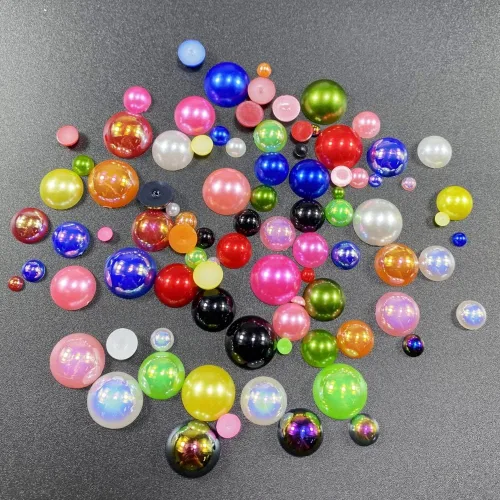 Miniatura 3 de 1000 perlas medias redondas de resina con parte trasera plana de 0.236 pulgadas para manualidades, para cara, uñas, vasos, ropa, zapatos, álbum