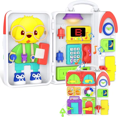 Juguetes para niños pequeños de 1-2 años, tablero ocupado musical Montessori, juguete educativo temprano para niños pequeños de 1-3 años, juguete de