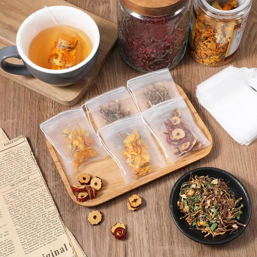 Miniatura 5 de 100 bolsas de filtro de té con cordón, bolsas de té vacías desechables de 3.14 x 2.4 pulgadas, bolsa de café, bolsa de té desechable para tés