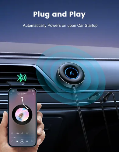 Miniatura 2 de RIWUSI Adaptador AUX Bluetooth para coche, [Plug and Play] Receptor Bluetooth 5.3, adaptador AUX de coche de 0.138 in para estéreo