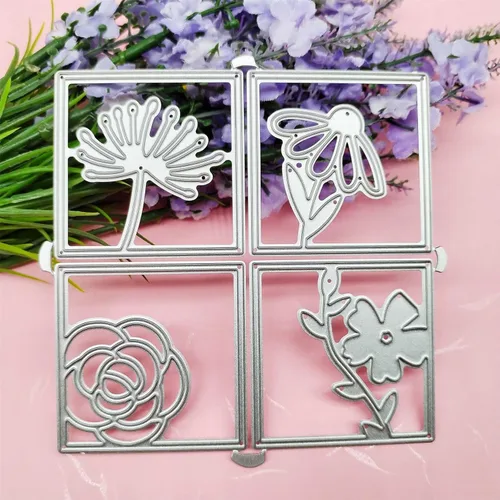 Miniatura 2 de Troqueles para álbumes de recortes, marco de tiras de corte de metal para hacer tarjetas, plantilla de perforación de manualidades de papel, Flores