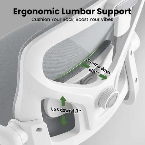 Miniatura 3 de Silla de oficina ergonómica, silla de escritorio giratoria de malla con respaldo alto, con soporte lumbar ajustable, reposacabezas y reposabrazos
