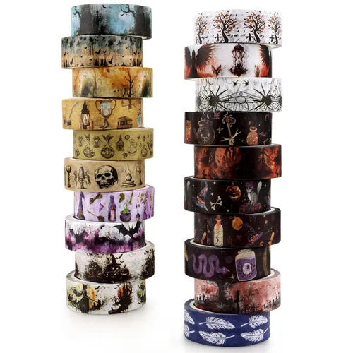 Miniatura 14 de Juego de cinta decorativa verde de 20 rollos de cinta washi del día de San Patricio para trébol de la suerte, cinta adhesiva para bricolaje del día