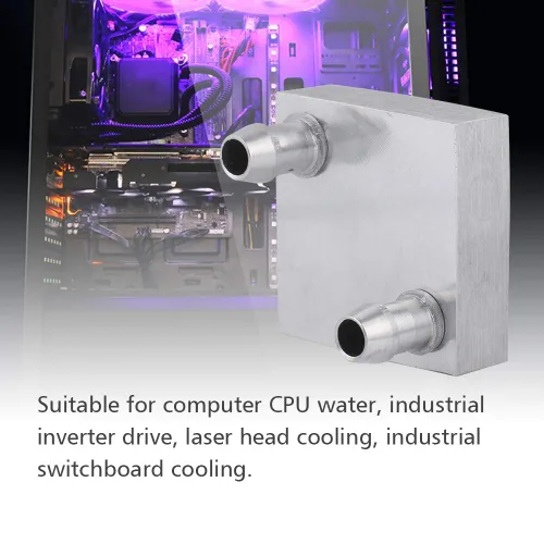 Miniatura 2 de Cabezal de refrigeración por agua para computadora, bloque de aluminio de refrigeración por agua de 1.575 x 1.575 in para radiador de CPU, disipador