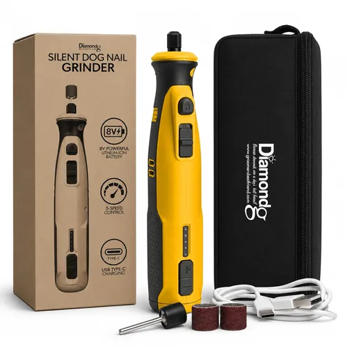 Miniatura 12 de Diamondg Molinillo de uñas inalámbrico para perros con sonido silencioso y punta LED para perros grandes y pequeños, 4 horas de duración - Cortaúñas