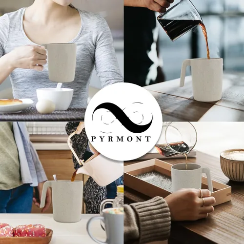 Miniatura 3 de PYRMONT Juego de 6 tazas de paja de trigo, tazas de café de plástico reutilizables, tazas de té con asas, juego de tazas de 16 onzas para café