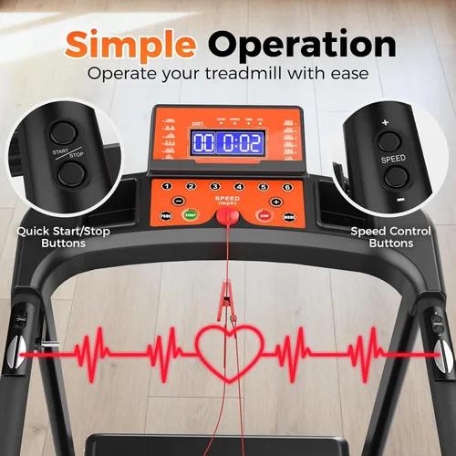 Miniatura 2 de Lastforever Walking Treadmills with Extended Handrails, 2.5HP Quiet Motor, Heart Rate Monitor, 310 lbs Capacity, Treadmill for Seniors, Recovery &