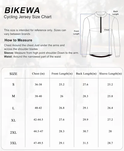 Miniatura 7 de Maillot de ciclismo para hombre con 3+1 bolsillos traseros con cremallera, manga larga, absorción de humedad, UPF 50+ media cremallera