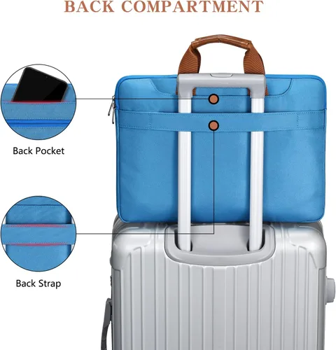 Miniatura 5 de LONMEN Bolsa de hombro para laptop de 14 pulgadas, funda de transporte para MacBook Pro/Microsoft Surface/Dell XPS/Lenovo/Asus/HP, azul